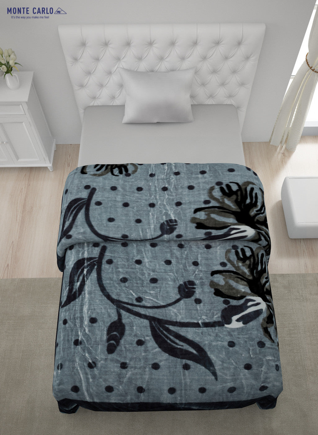 Printed Mink Single Blanket for Mild Winter - 2 Ply