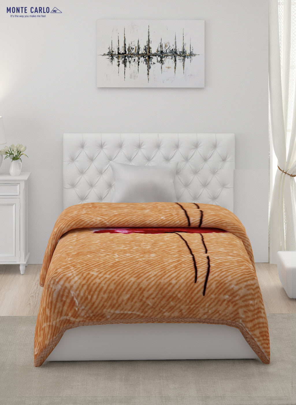 Printed Mink Single Blanket for Mild Winter - 2 Ply