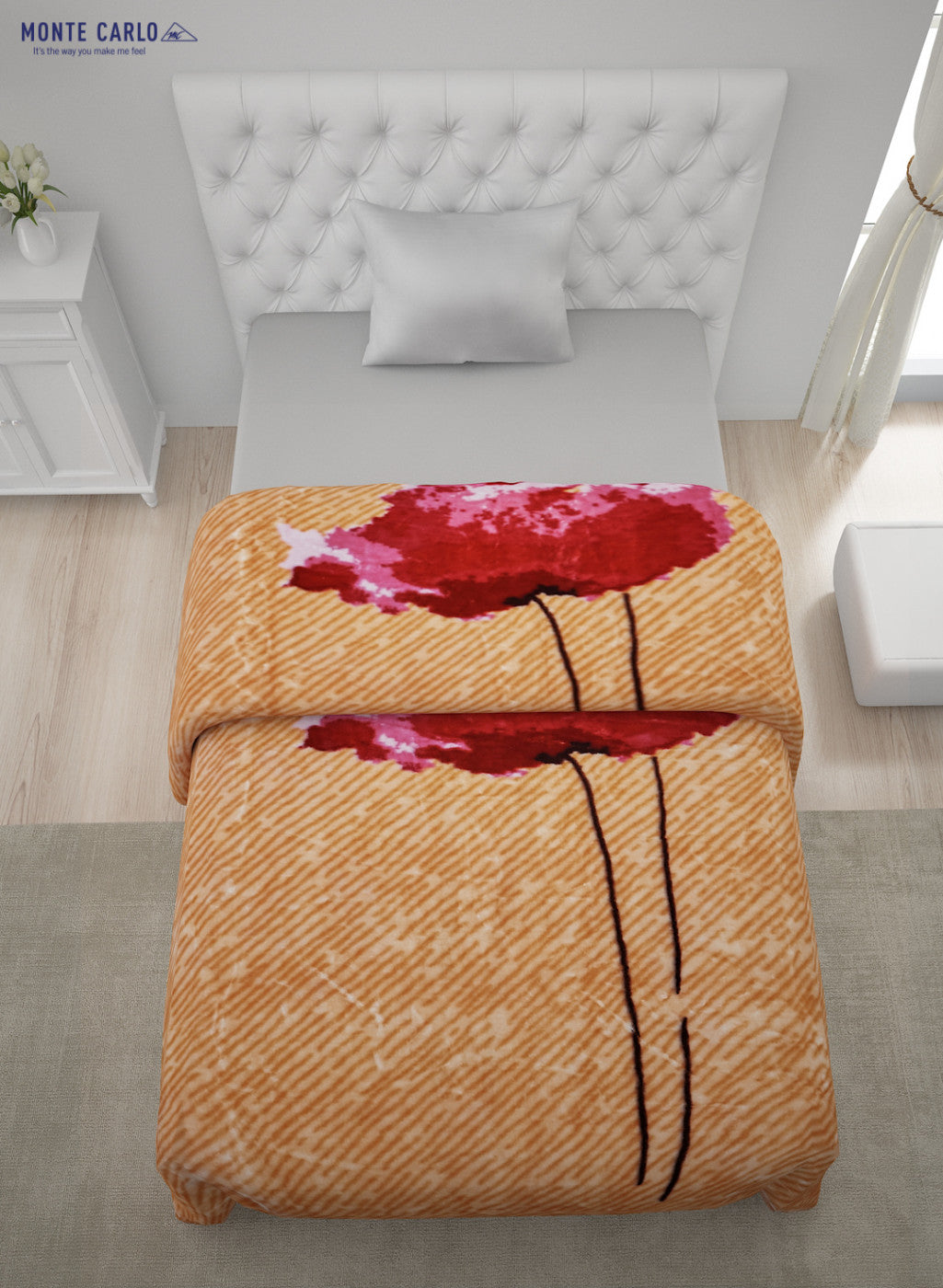 Printed Mink Single Blanket for Mild Winter - 2 Ply