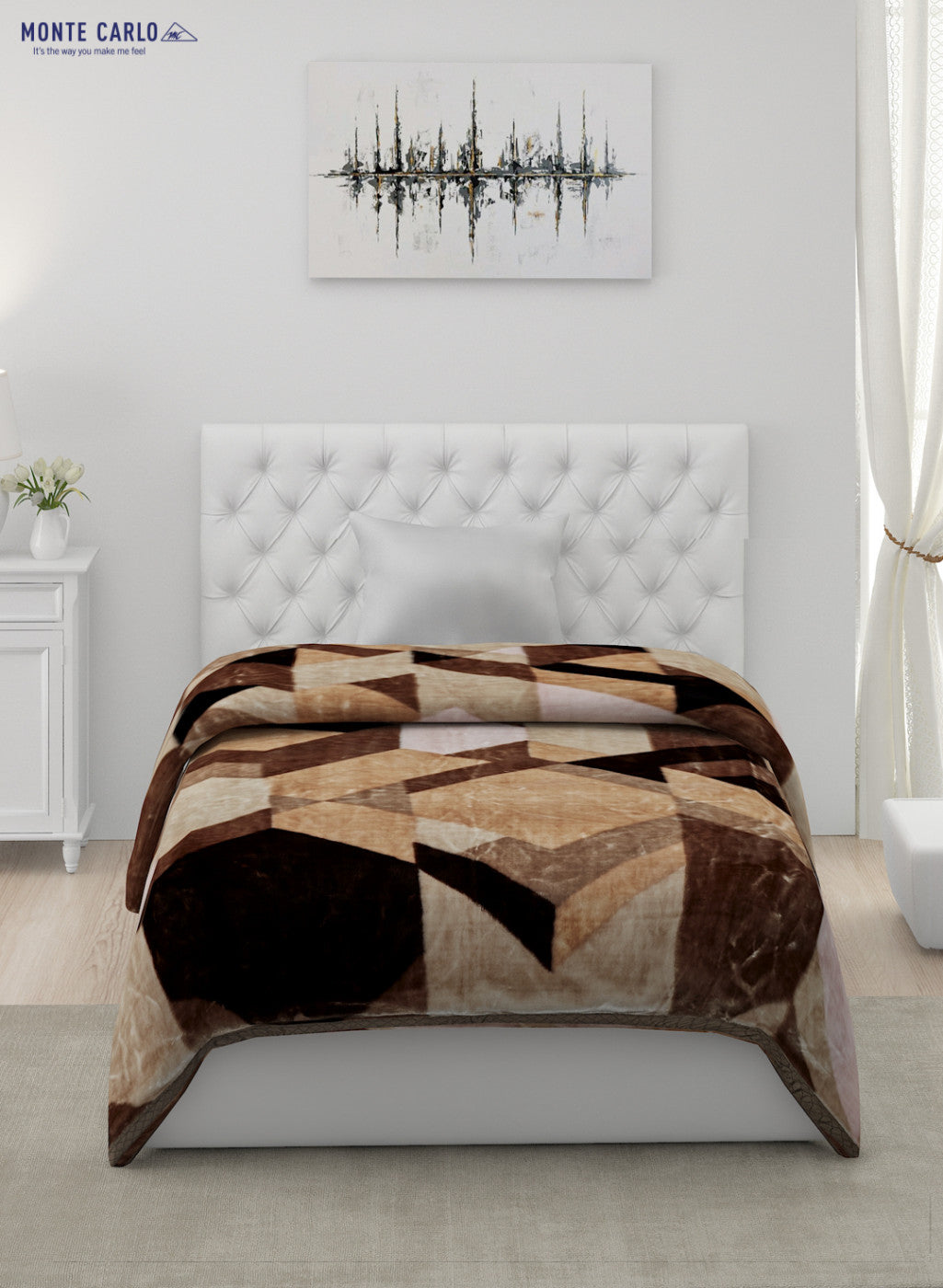 Printed Mink Single Blanket for Mild Winter - 2 Ply
