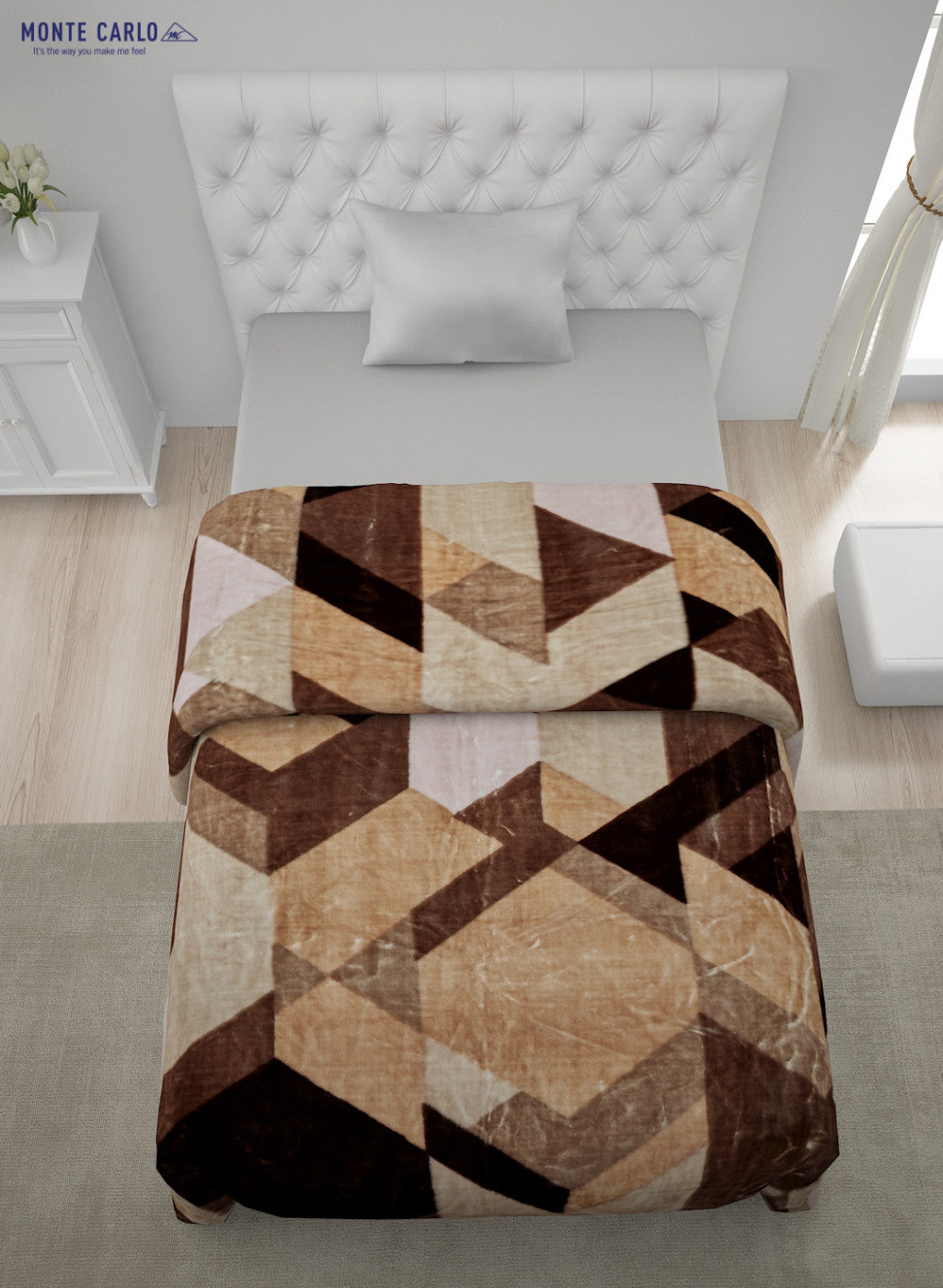 Printed Mink Single Blanket for Mild Winter - 2 Ply