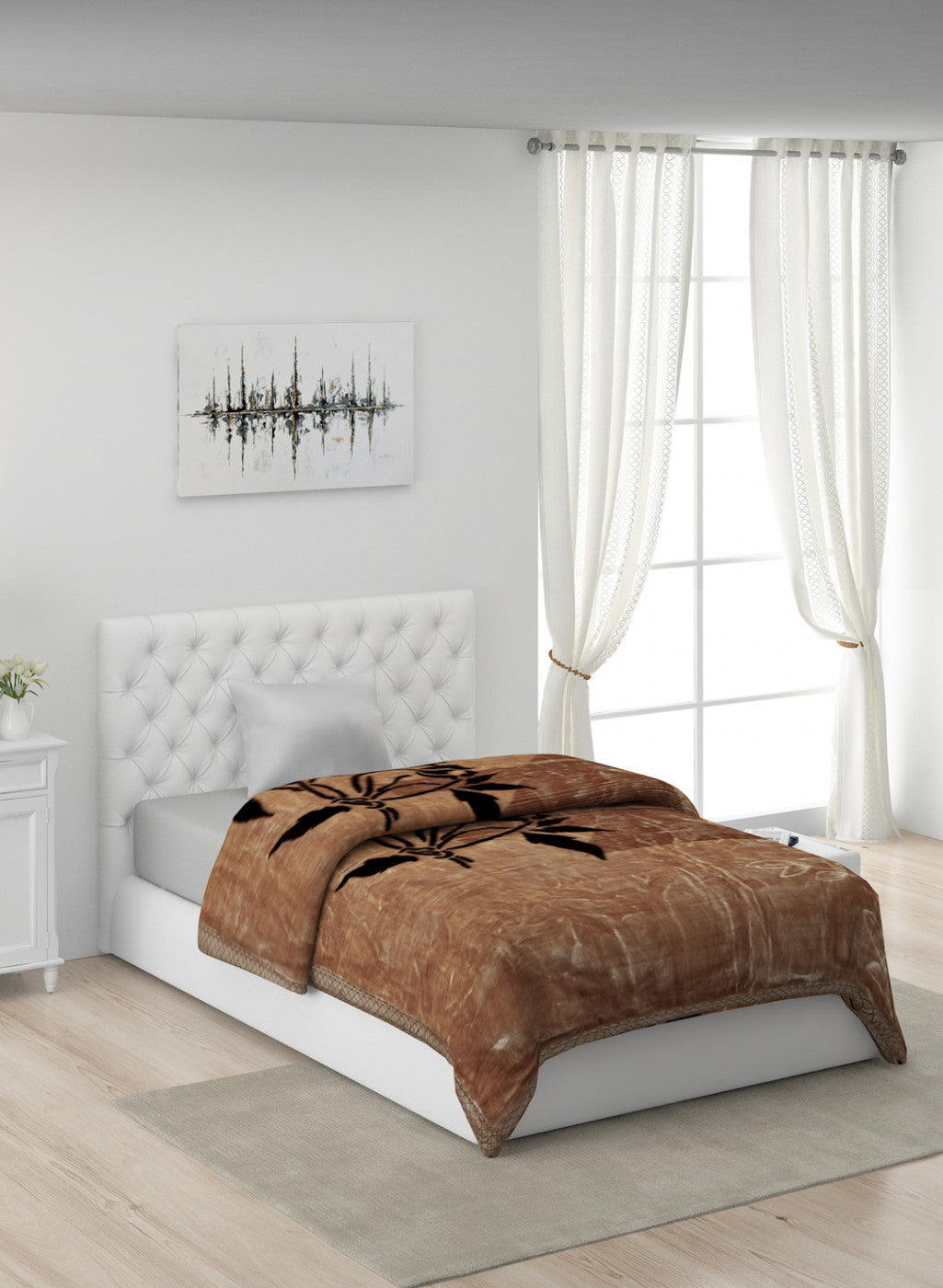 Printed Mink Single Blanket for Mild Winter - 2 Ply