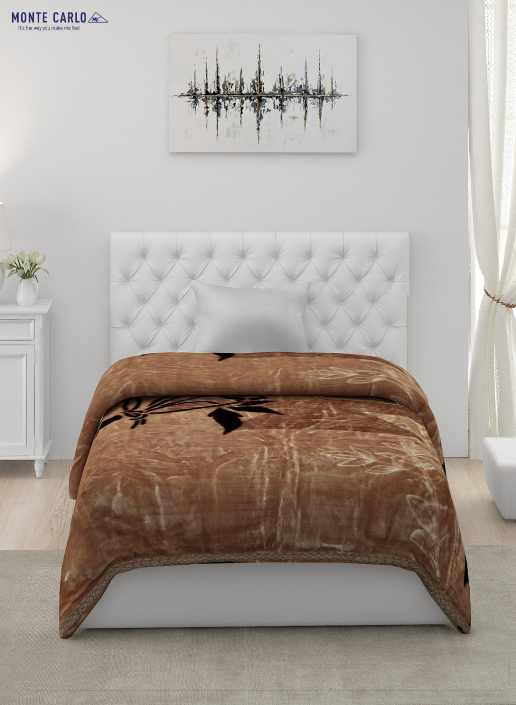 Printed Mink Single Blanket for Mild Winter - 2 Ply