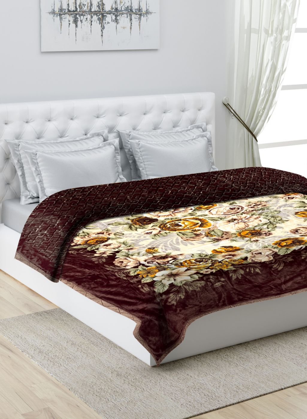 Printed Mink Double Blanket for Heavy Winter -3 Ply