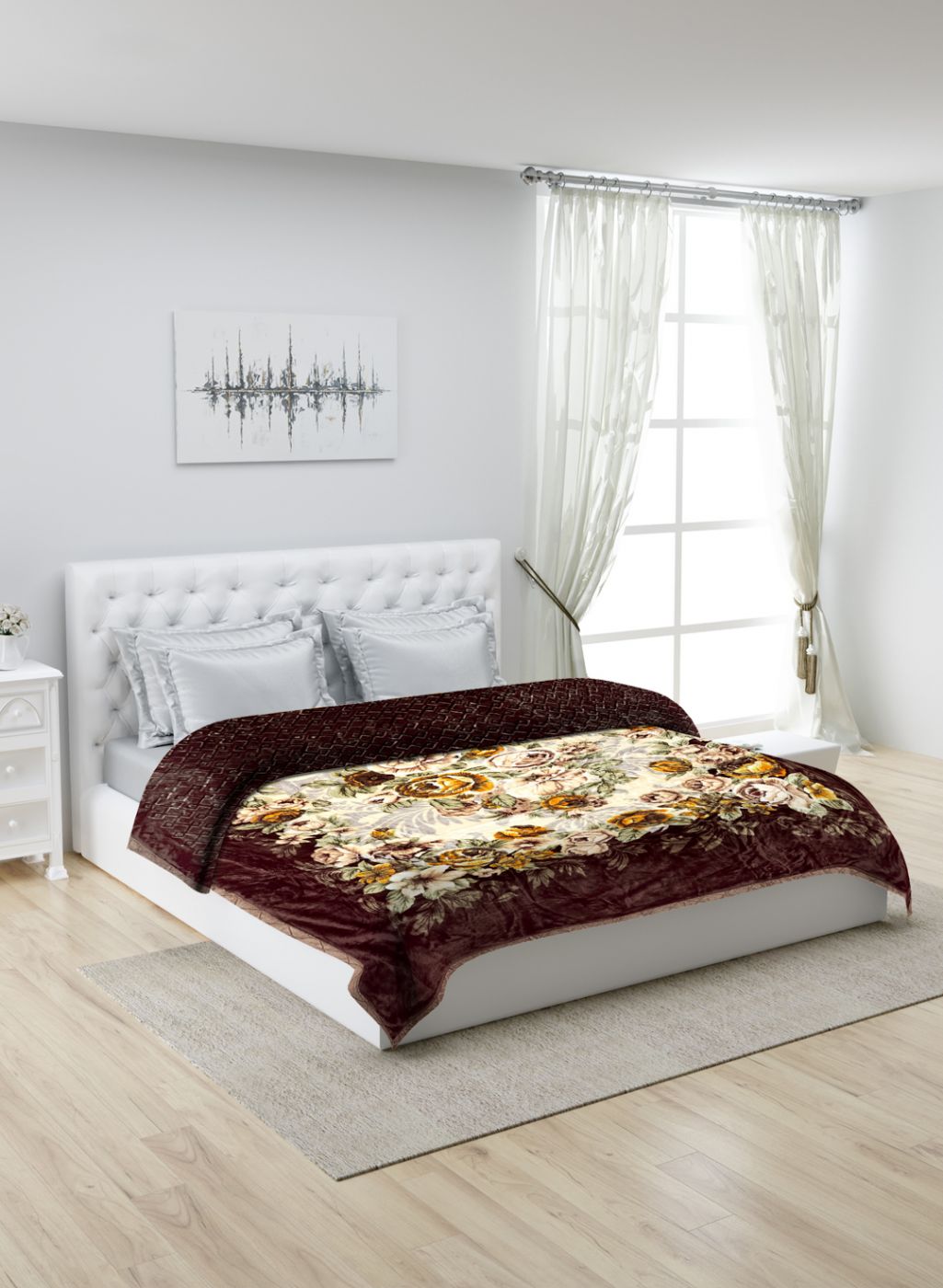 Printed Mink Double Blanket for Heavy Winter -3 Ply