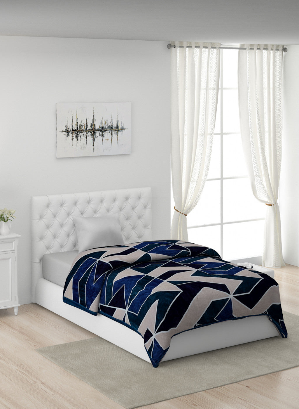 Printed Mink Single Blanket for AC Room -1 Ply