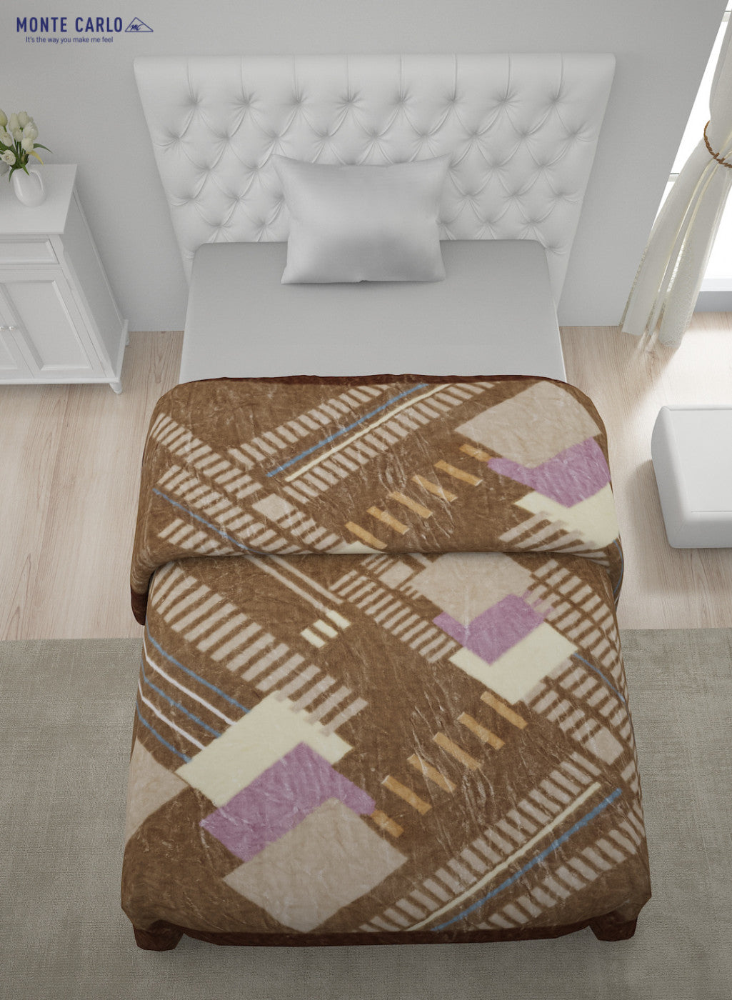 Printed Mink Single Blanket for Mild Winter -1 Ply