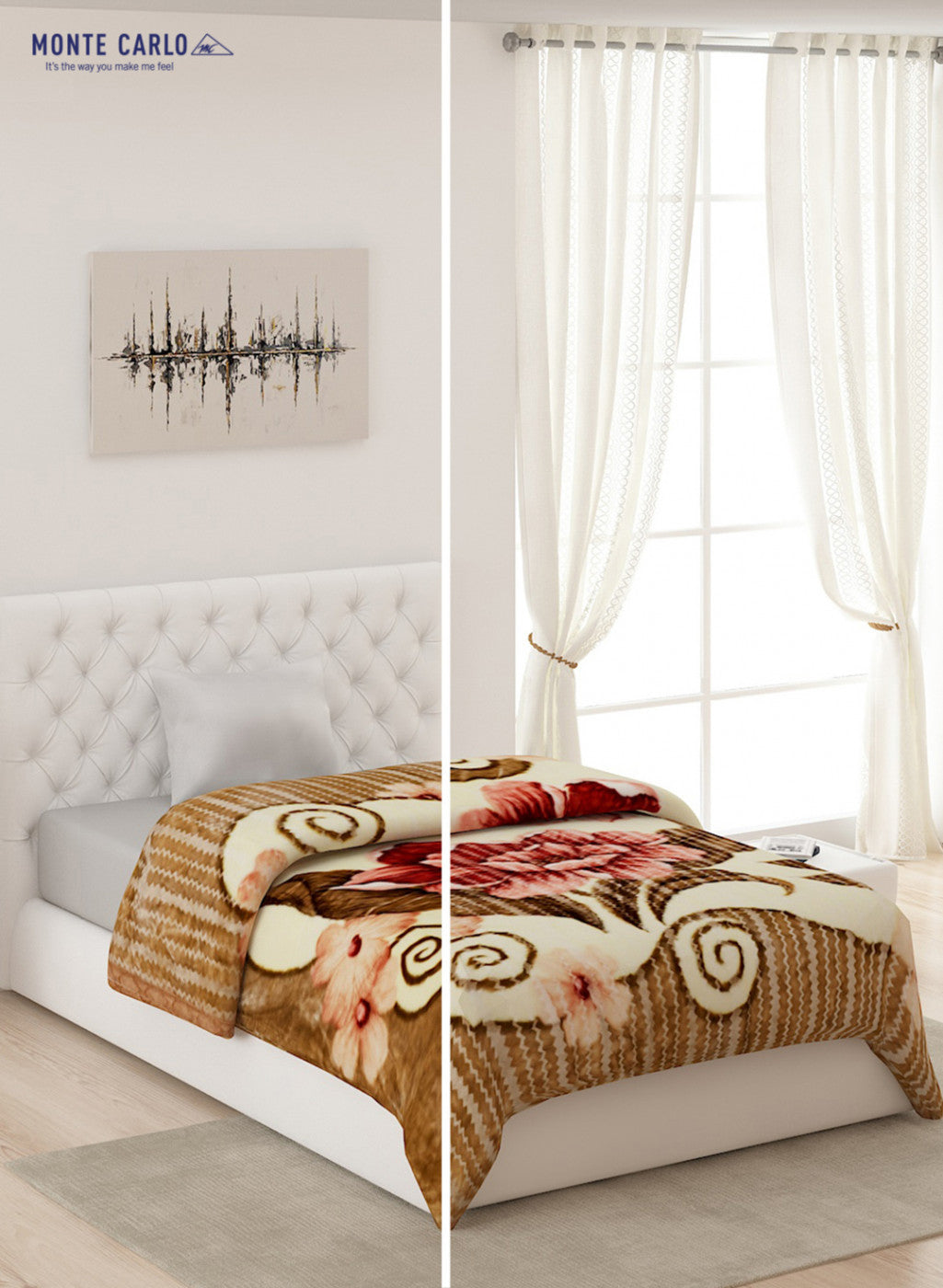 Single Bed Multicolor Mink Blanket - 2 Ply