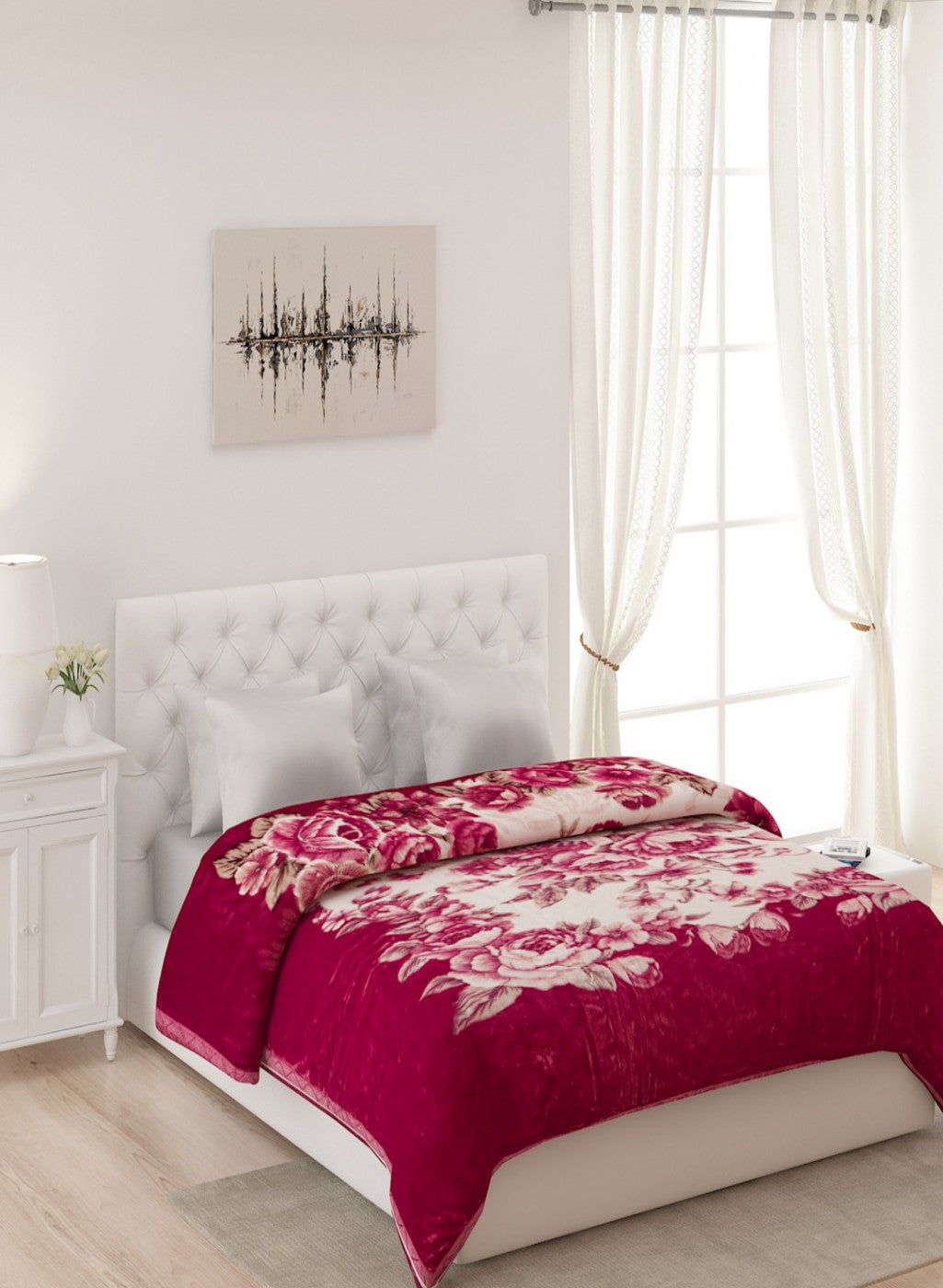 Double Bed Multicolor Mink Blanket - 2 Ply