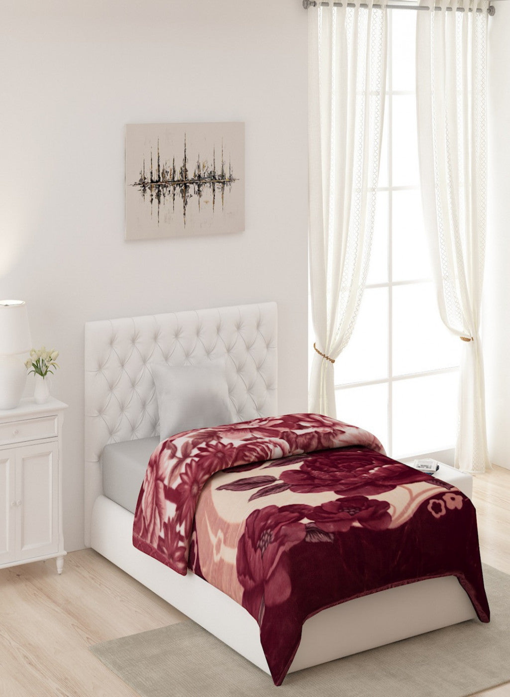 Single Bed Multicolor Mink Blanket - 2 Ply