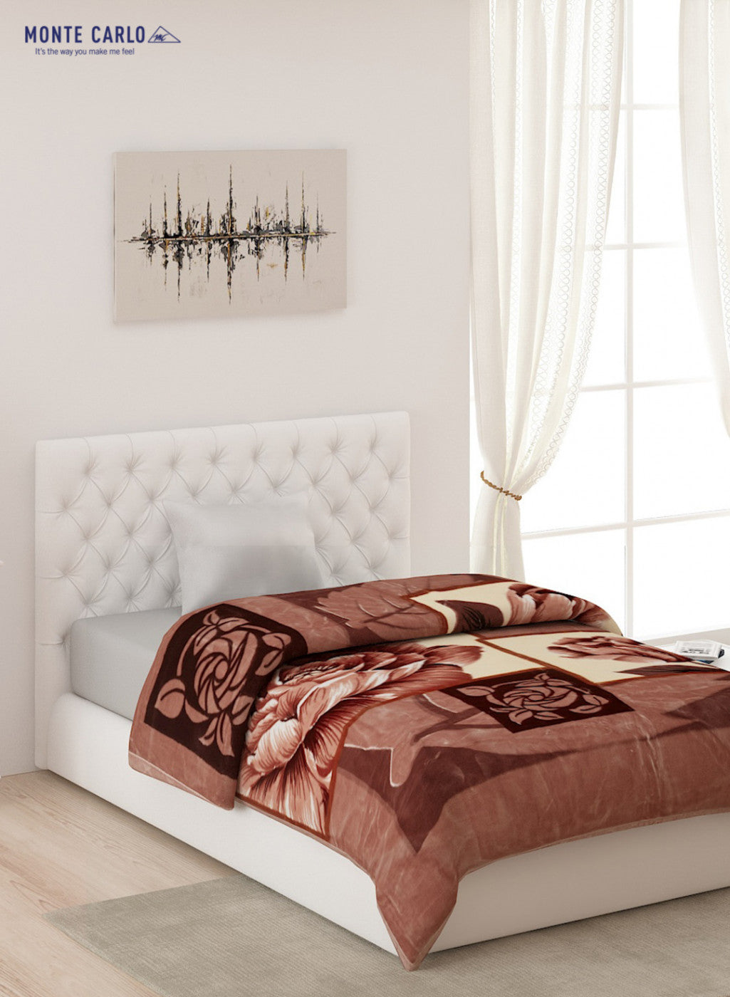 Printed Mink Single Blanket for Heavy Winter -2 Ply