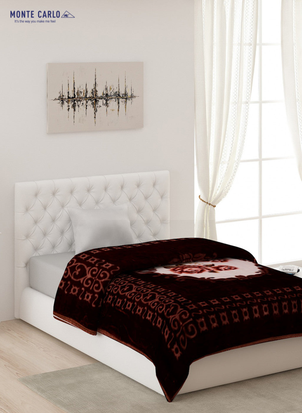 Printed Mink Single Blanket for Mild Winter -2 Ply