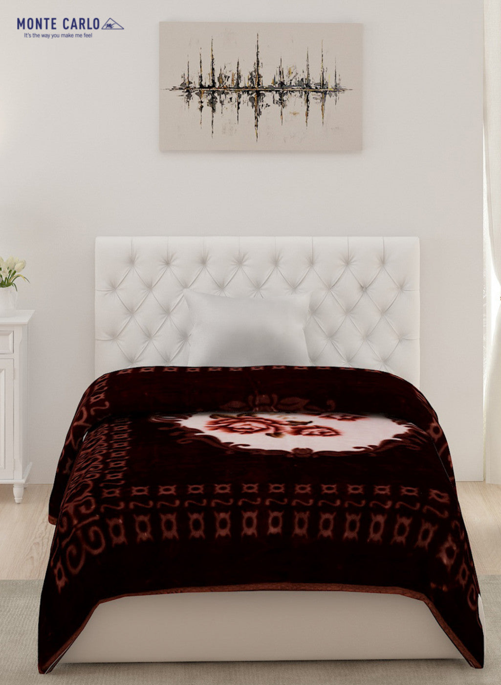 Printed Mink Single Blanket for Mild Winter -2 Ply