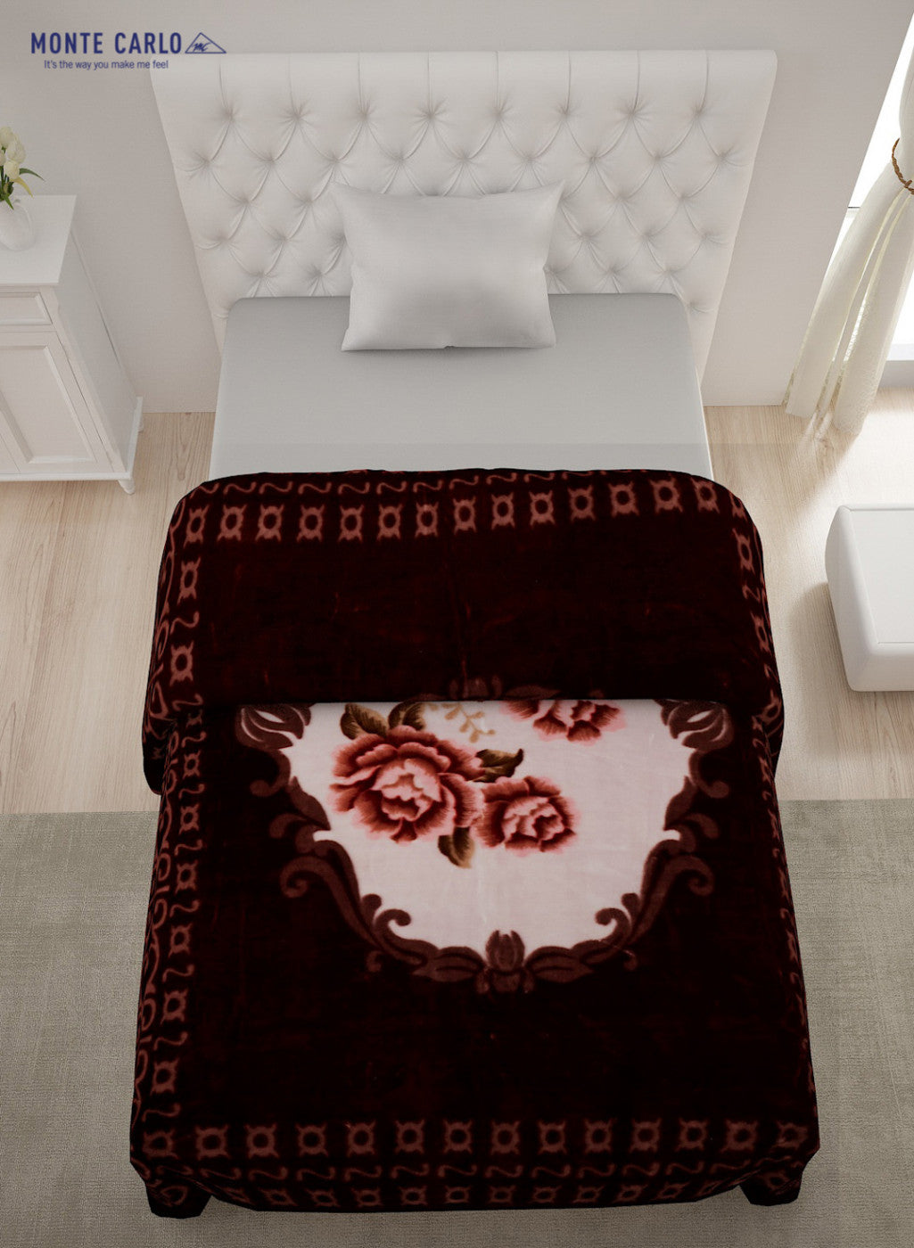 Printed Mink Single Blanket for Mild Winter -2 Ply