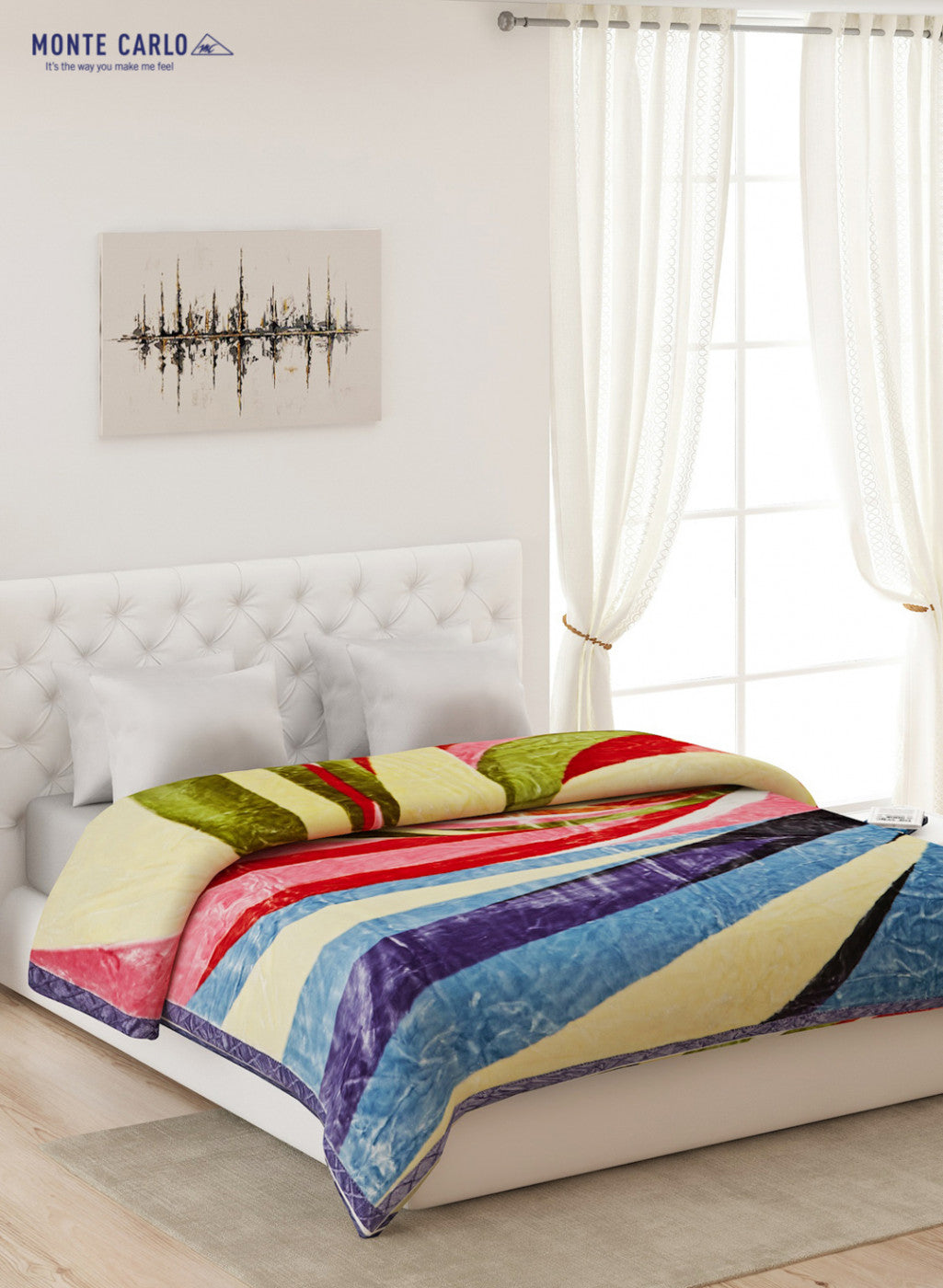 Double Bed Multicolor Mink Blanket - 1 Ply