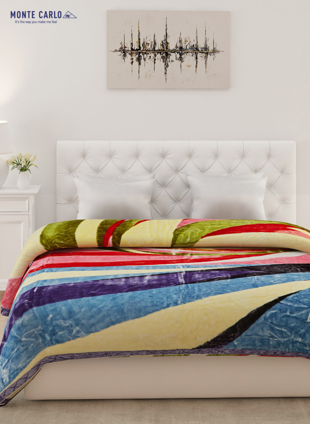 Double Bed Multicolor Mink Blanket - 1 Ply