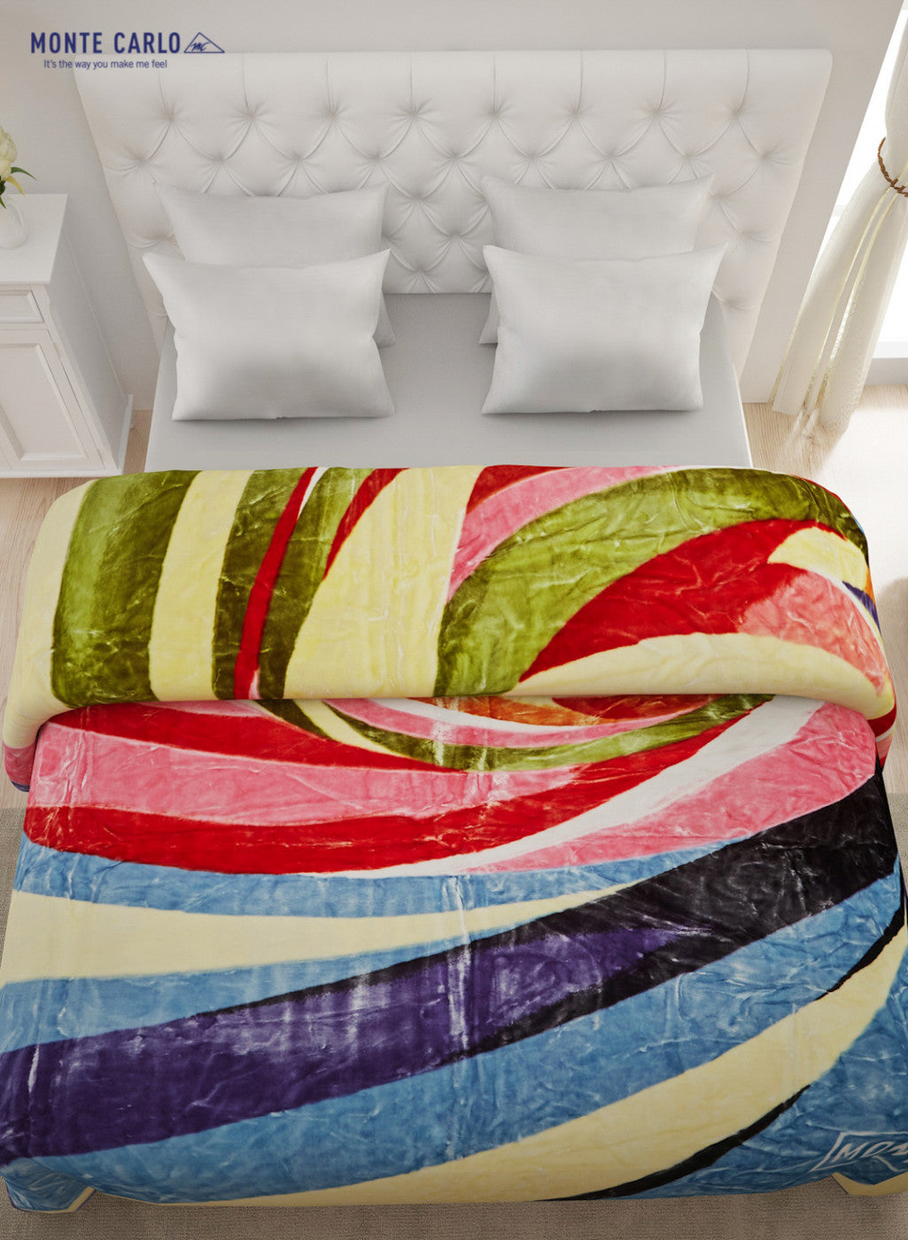 Double Bed Multicolor Mink Blanket - 1 Ply