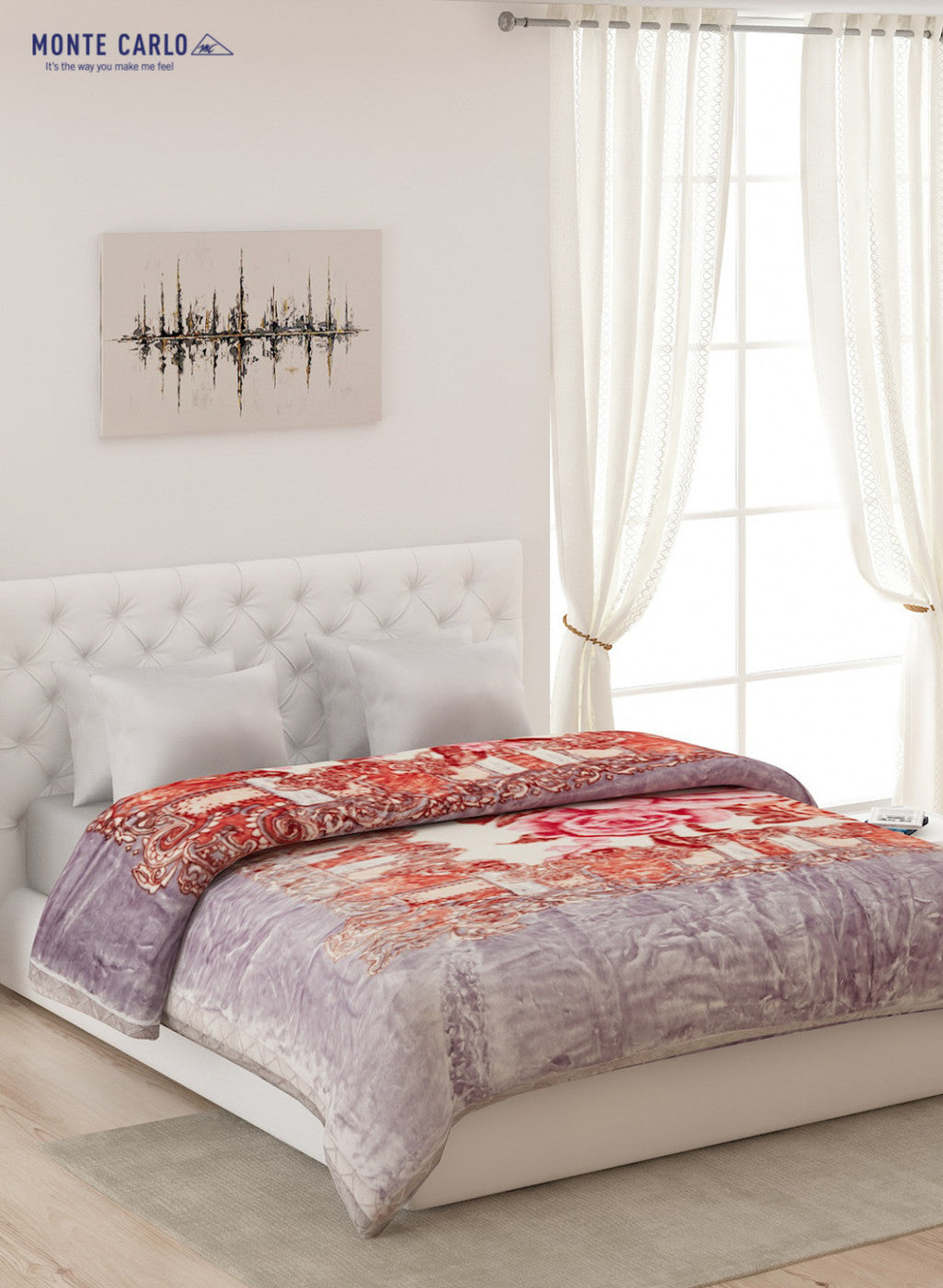Double Bed Multicolor Mink Blanket - 3 Ply