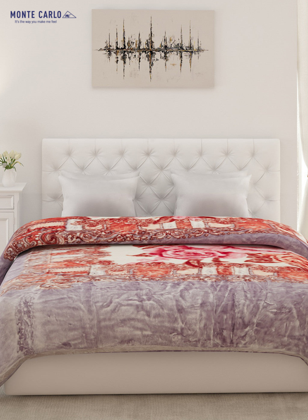 Double Bed Multicolor Mink Blanket - 3 Ply