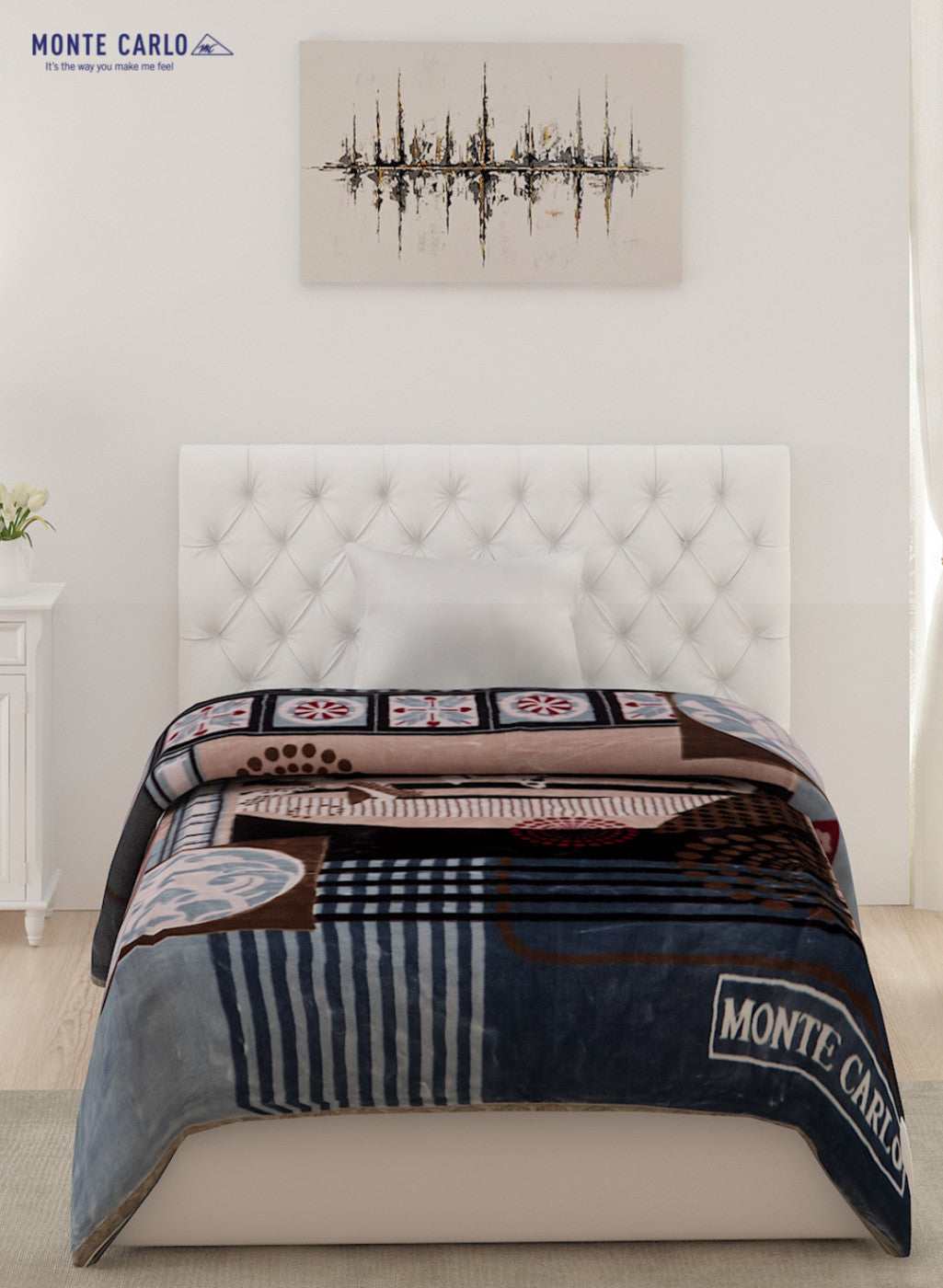 Printed Mink Single Blanket for Heavy Winter -2 Ply