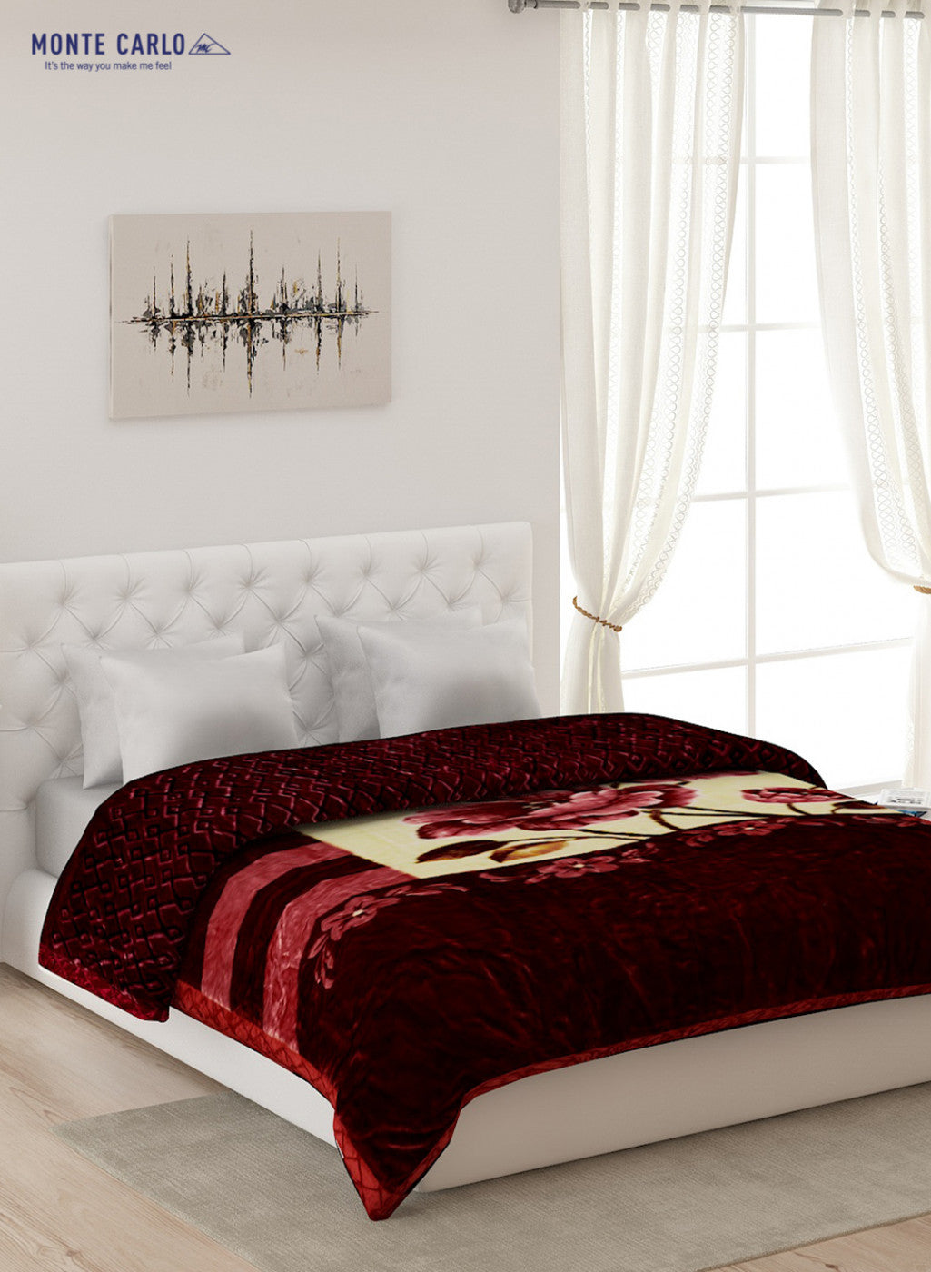 Double Bed Multicolor Mink Blanket - 3 Ply