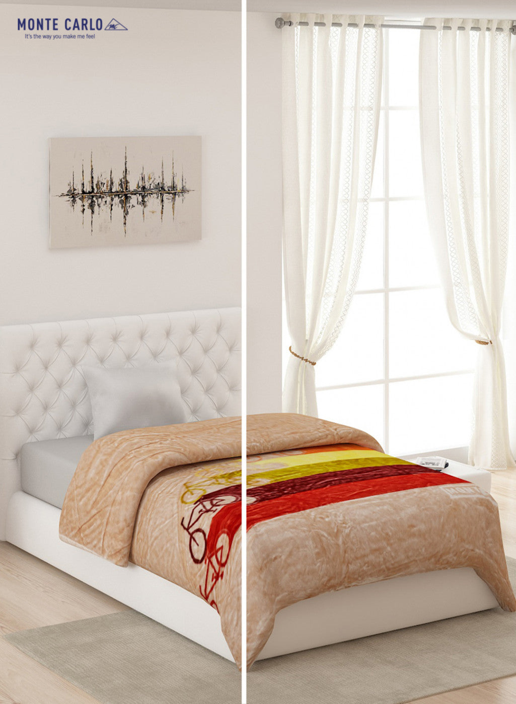 Single Bed Multicolor Mink Blanket - 2 Ply