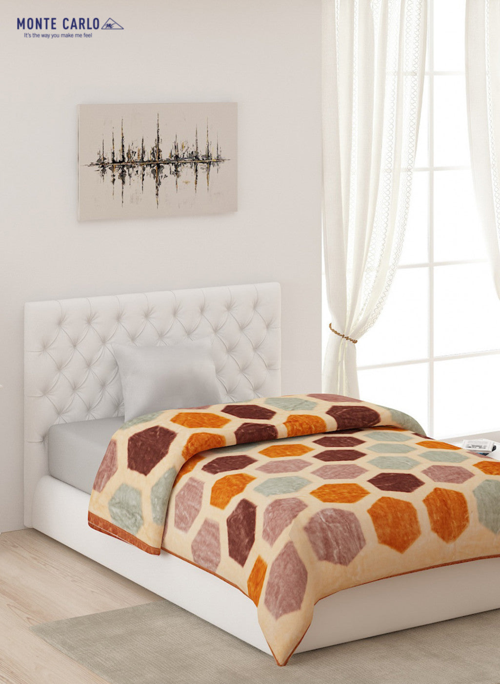 Printed Mink Single Blanket for Mild Winter -1 Ply