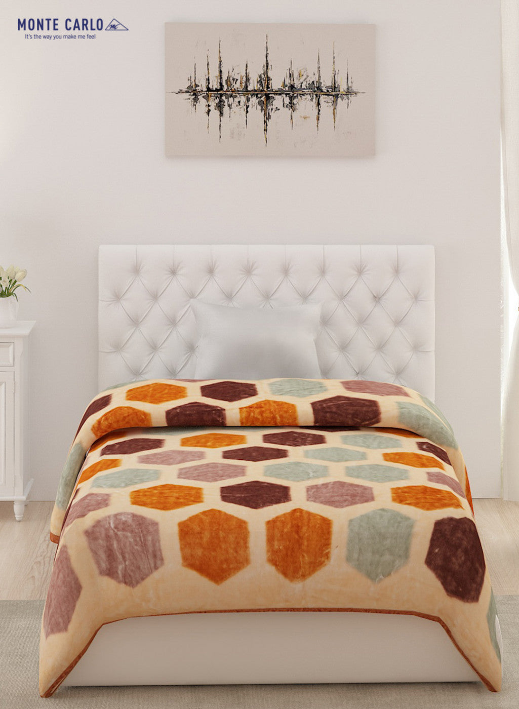 Printed Mink Single Blanket for Mild Winter -1 Ply