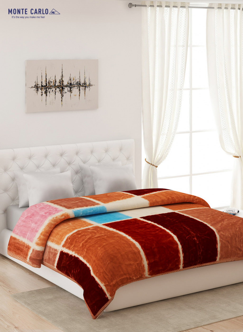 Double Bed Multicolor Mink Blanket - 1 Ply