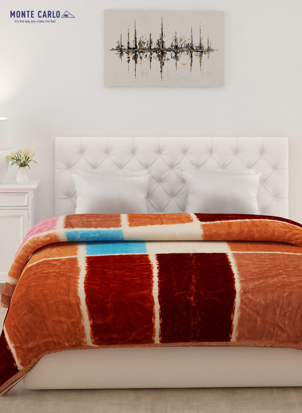 Double Bed Multicolor Mink Blanket - 1 Ply