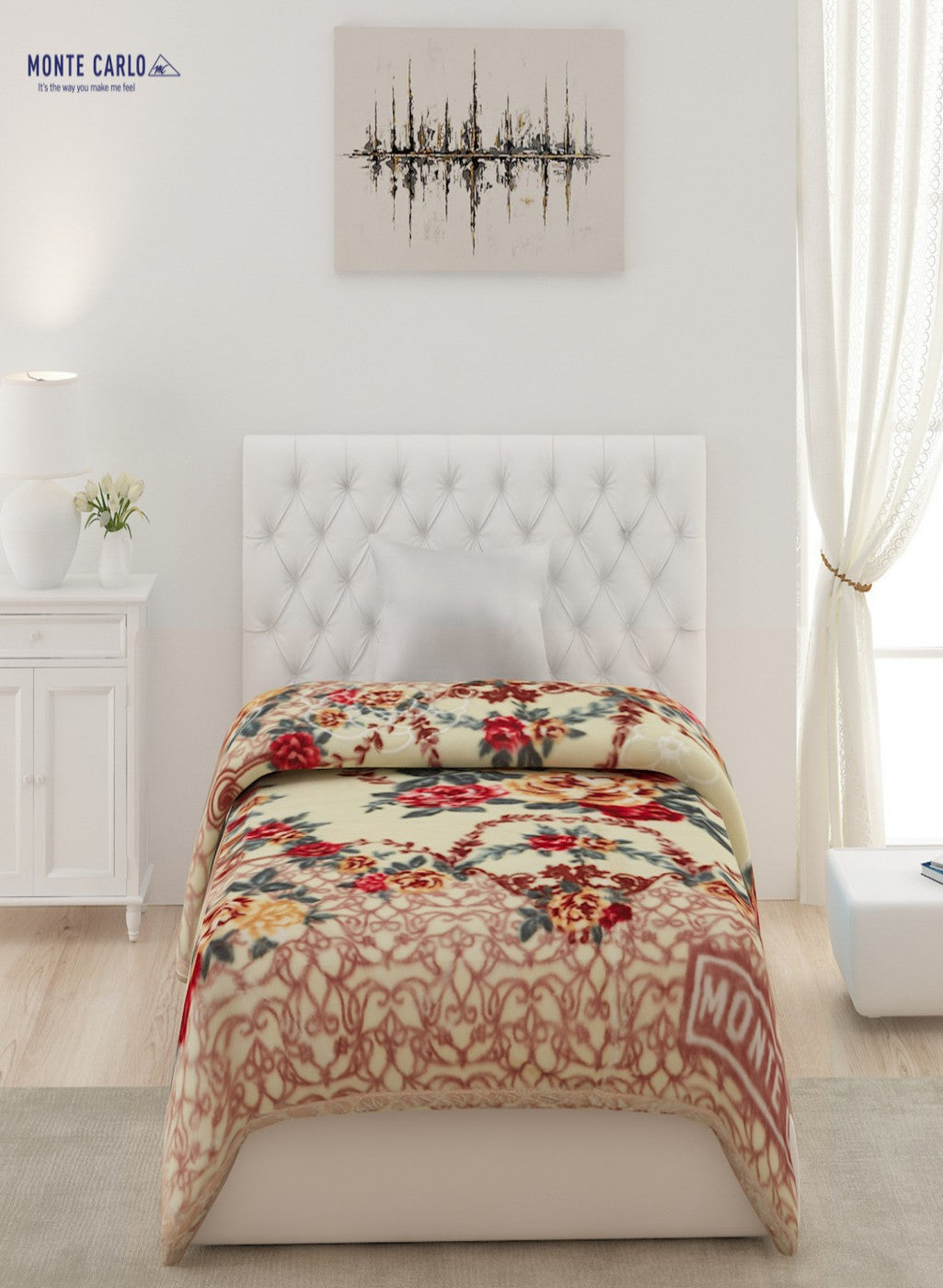 Single Bed Multicolor Mink Blanket - 2 Ply