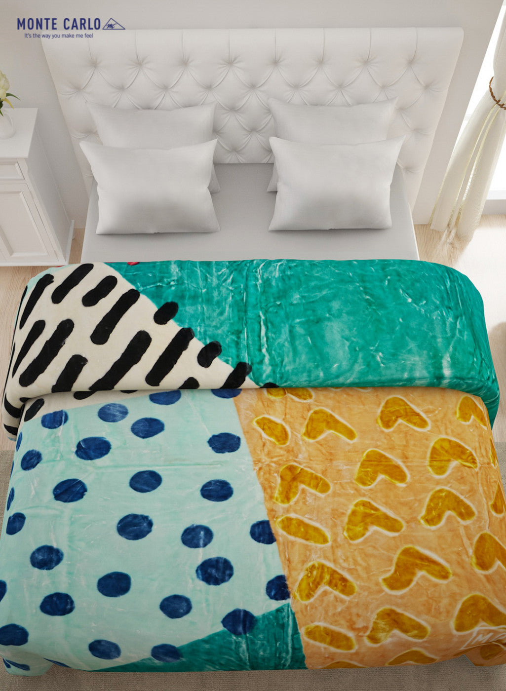 Double Bed Multicolor Mink Blanket - 1 Ply