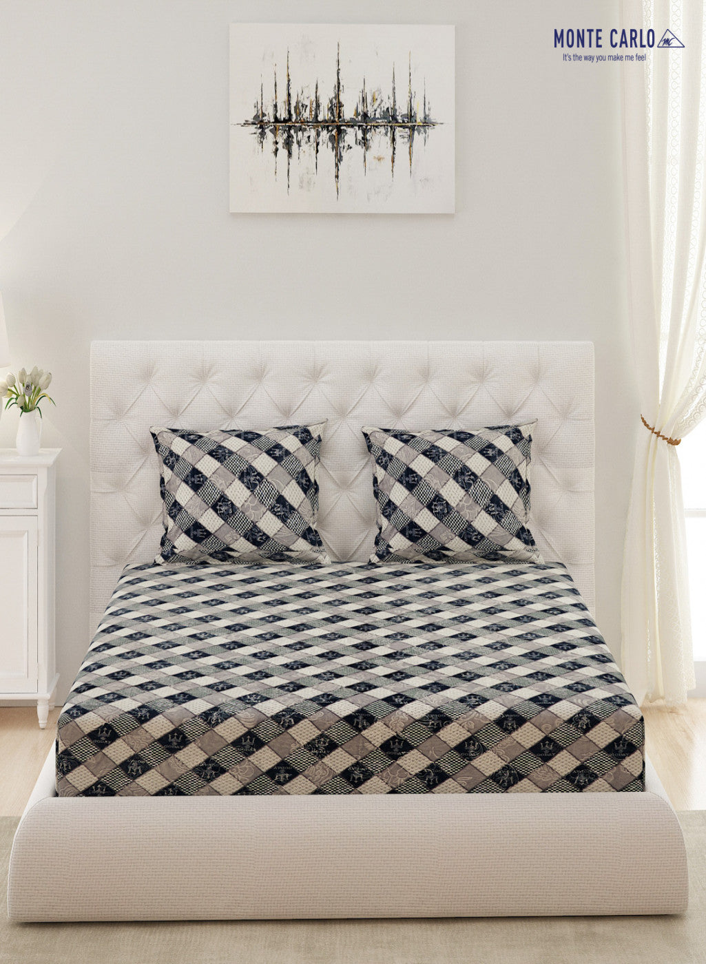 Multicolor 300 GSM Bedsheet with 2 Pillow Covers (Camila)