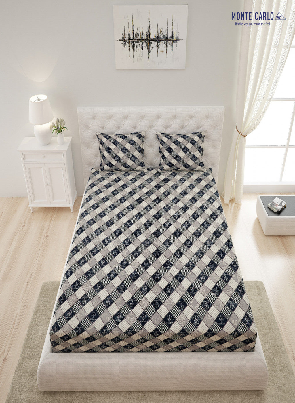 Multicolor 300 GSM Bedsheet with 2 Pillow Covers (Camila)