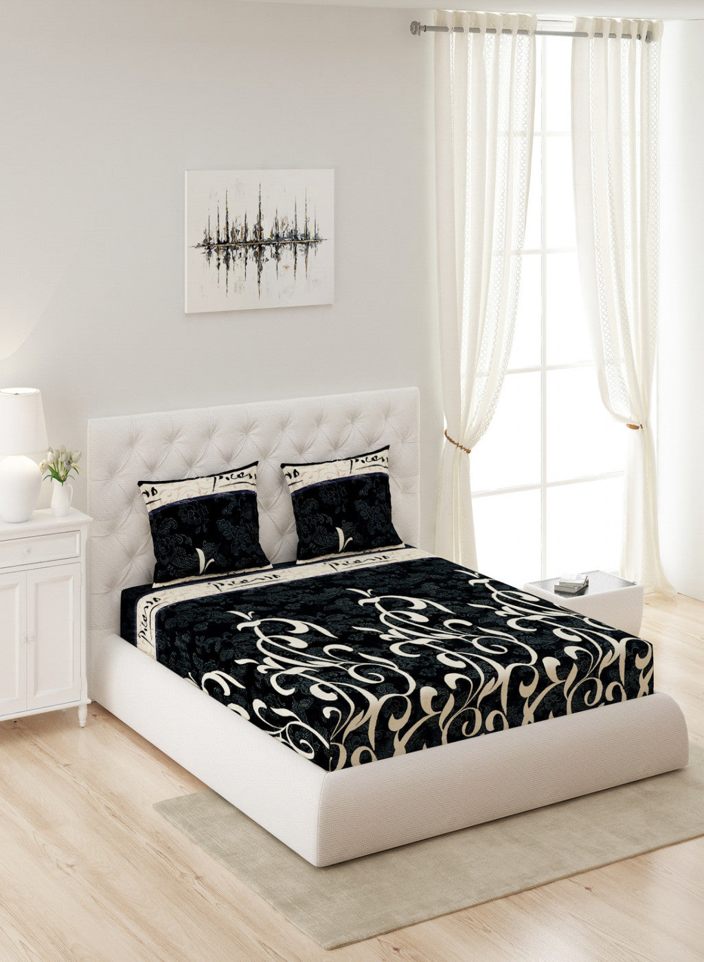 Multicolor 300 GSM Bedsheet with 2 Pillow Covers (Camila)