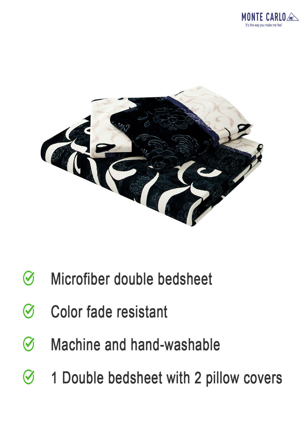 Multicolor 300 GSM Bedsheet with 2 Pillow Covers (Camila)