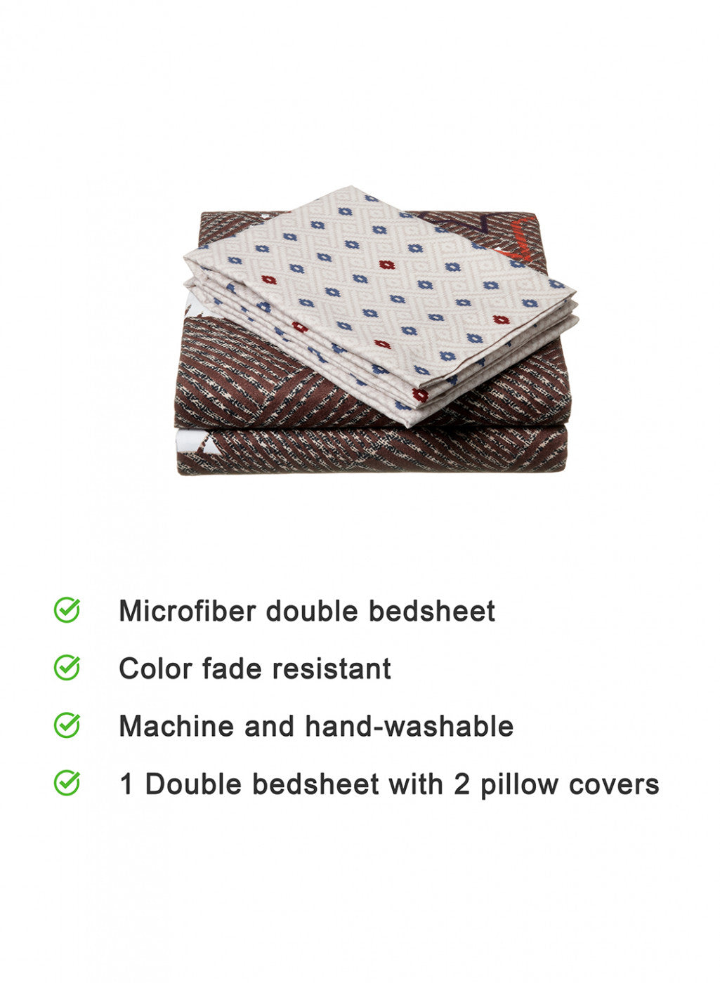 Multi Color 130 GSM Bedsheet with 2 Pillow Covers