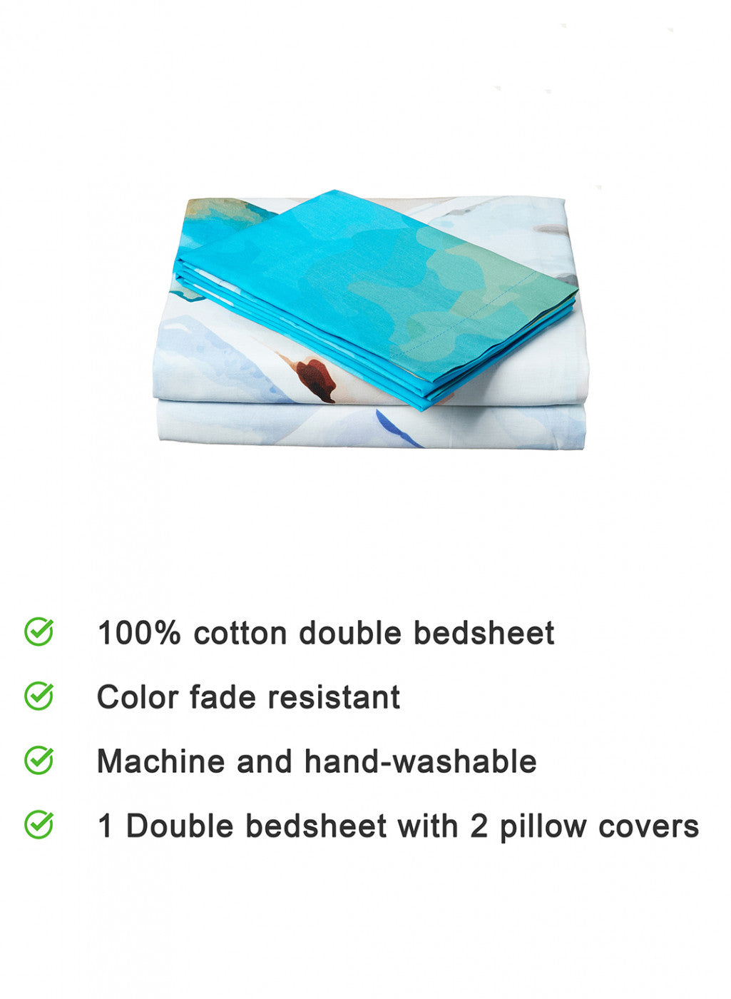 Multi Color 200 TC Bedsheet with 2 Pillow Covers
