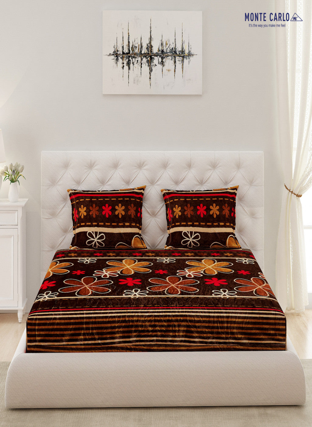 Multicolor 250 GSM Bedsheet with 2 Pillow Covers (Juhi)