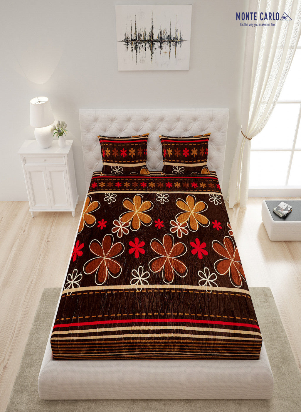 Multicolor 250 GSM Bedsheet with 2 Pillow Covers (Juhi)