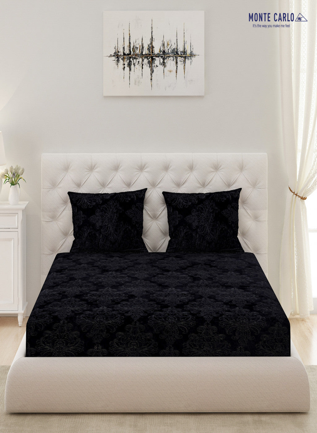 Multicolor 300 GSM Bedsheet with 2 Pillow Covers (Lavender)