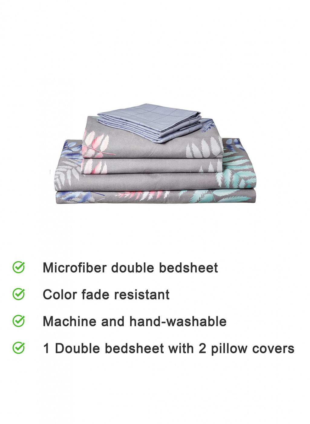 Multi Color 130 GSM Bedsheet with 2 Pillow Covers + 1 Duvet