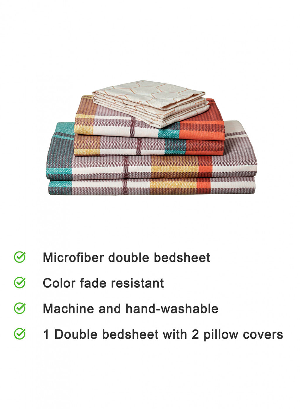 Multi Color 130 GSM Bedsheet with 2 Pillow Covers + 1 Duvet