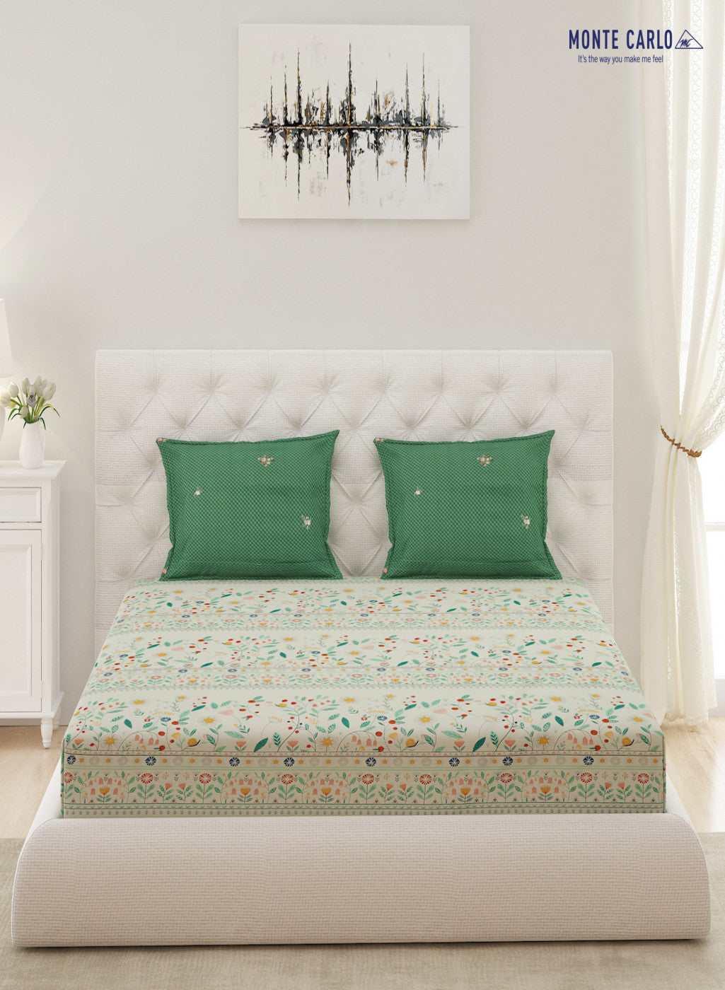 Multicolor 200 TC Bedsheet with 2 Pillow Covers (Romance)