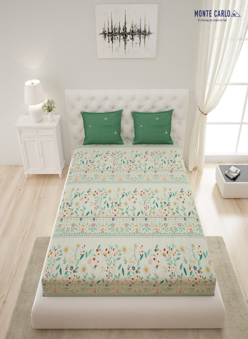 Multicolor 200 TC Bedsheet with 2 Pillow Covers (Romance)