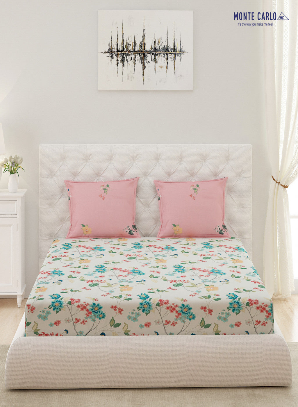 Multicolor 200 TC Bedsheet with 2 Pillow Covers (Romance)