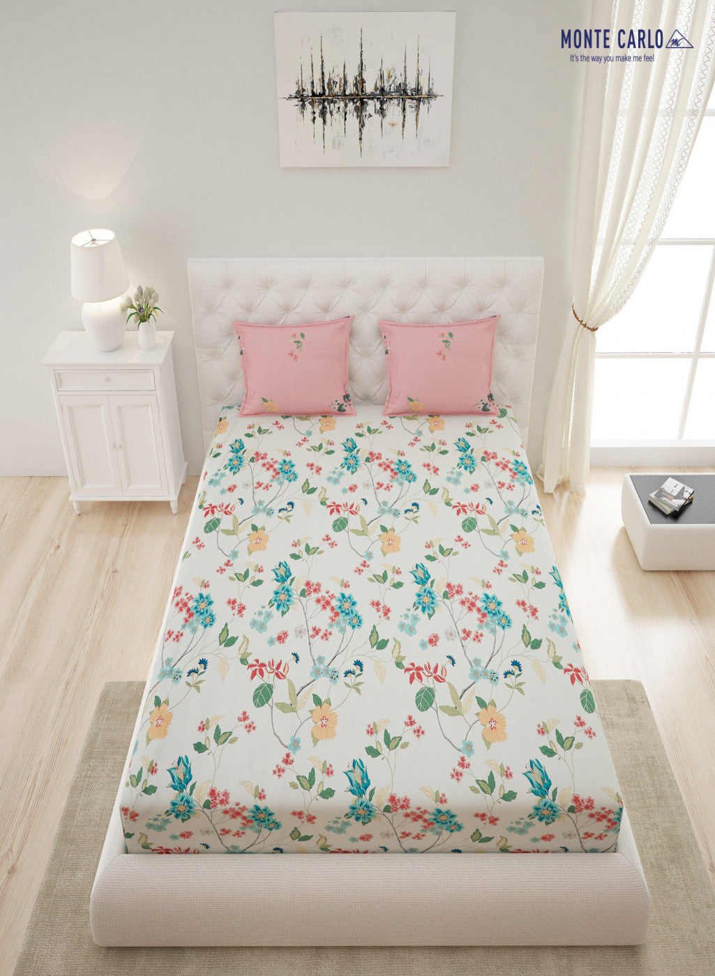 Multicolor 200 TC Bedsheet with 2 Pillow Covers (Romance)