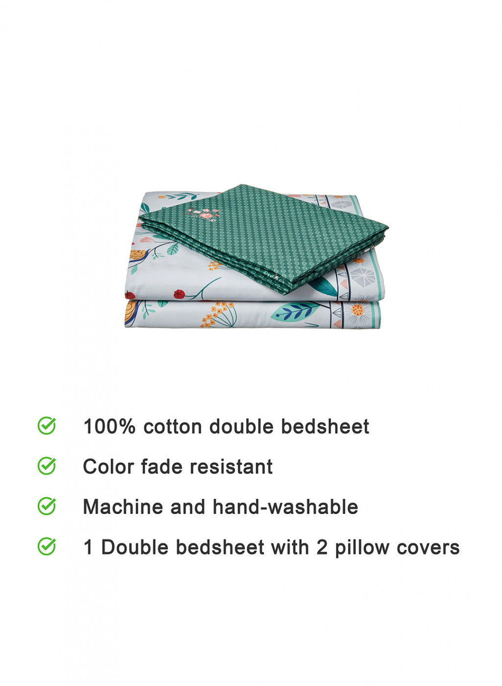 Multi Color 128/68 TC Bedsheet with 2 Pillow Covers