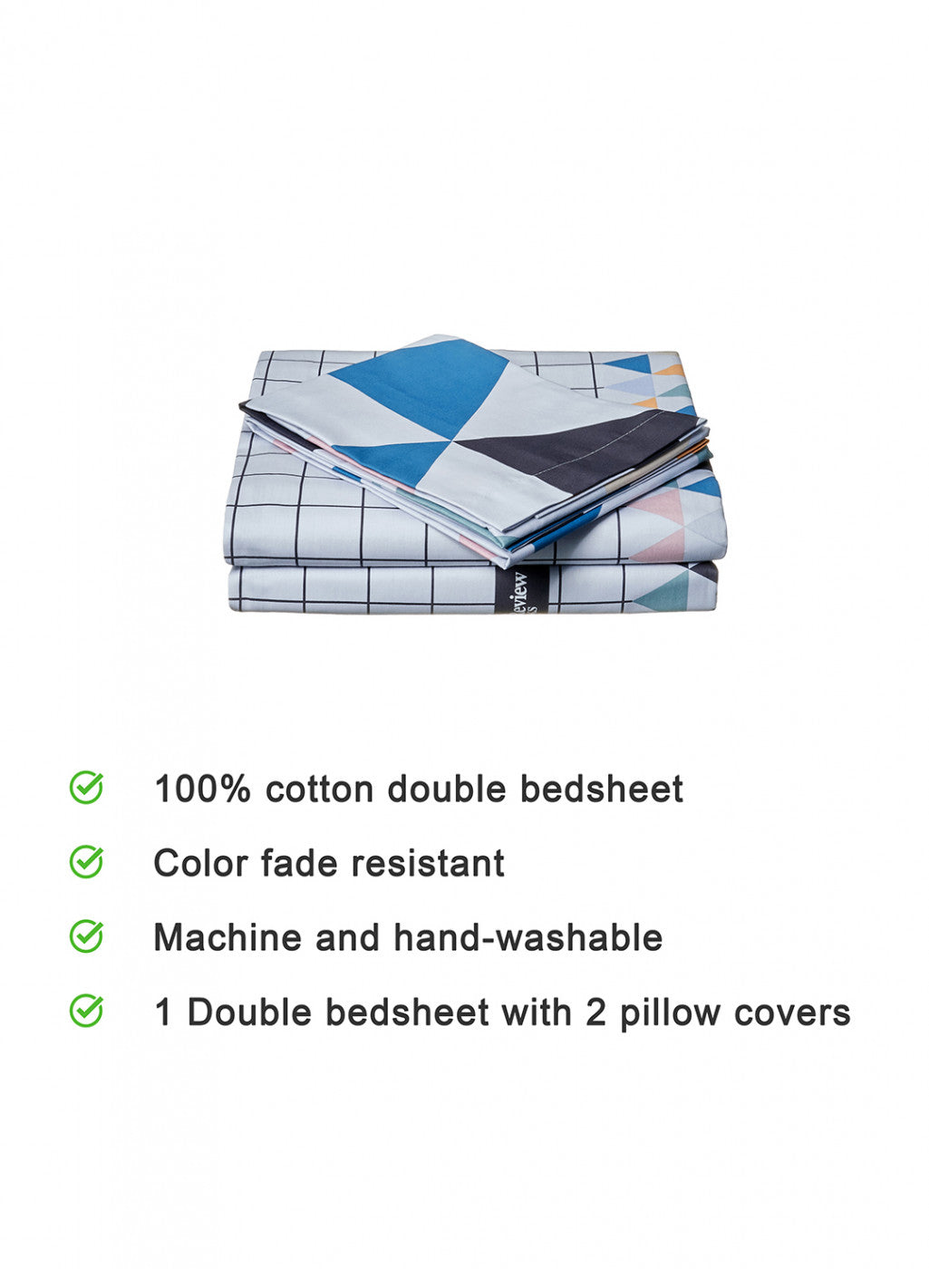 Multi Color 128/68 TC Bedsheet with 2 Pillow Covers