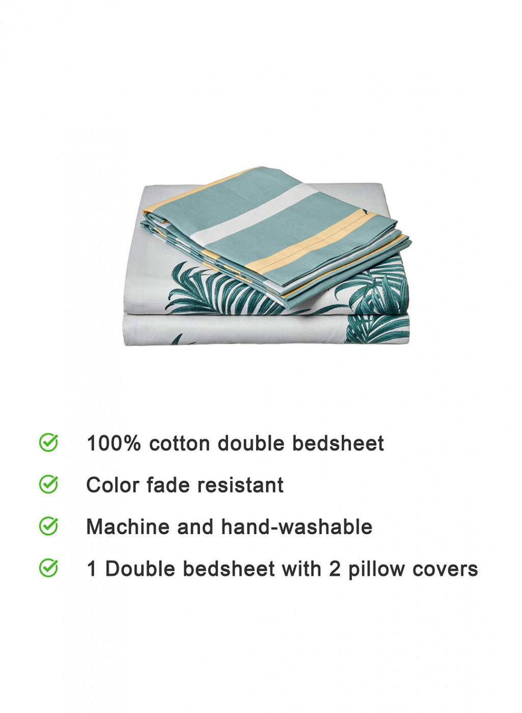 Multi Color 128/68 TC Bedsheet with 2 Pillow Covers